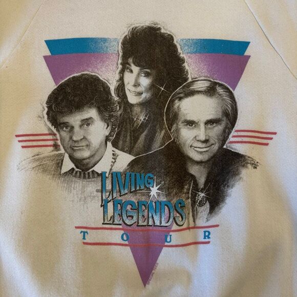 VTG 80s Loretta Lynn Conrad Twitty George Jones Living Legends Sweatshirt Sz M - Picture 2 of 6